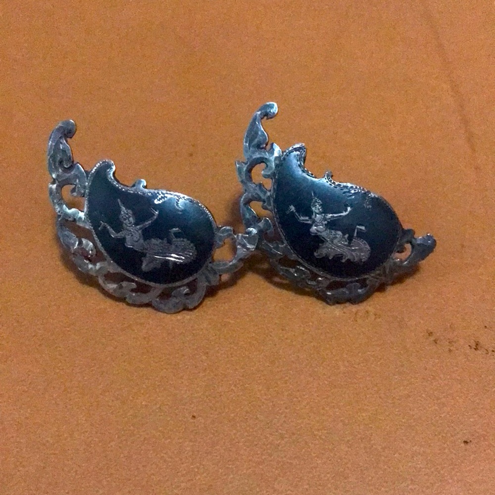 Siam sterling silver vintage earrings